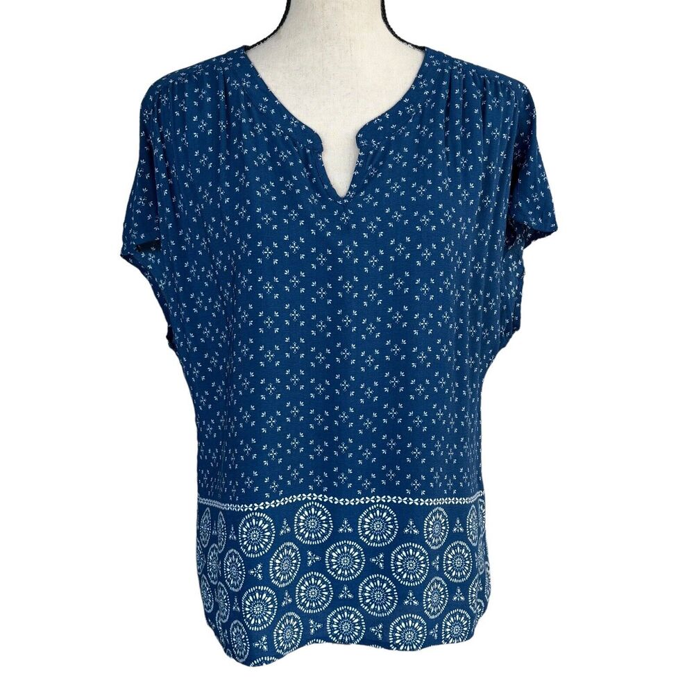 Style & Co 0X-Large Top Geometric V-Neck Dolman Sleeves Lightweight Pleated